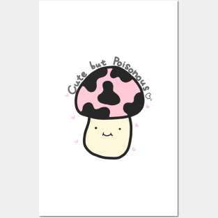 Cute but Poisonous Mushrooms Kawaii Pink Anime Harajuku Cottagecore Forest Minimal Art Posters and Art